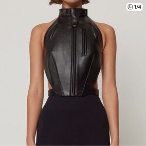 Khy Faux Leather Open Back Top